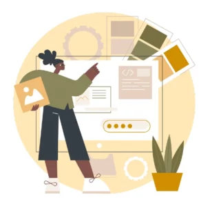 Illustration of a designer building a therapy practice website
