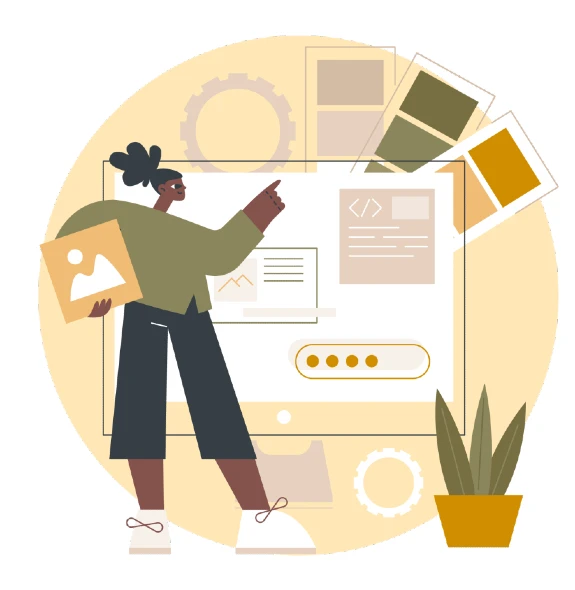 Illustration of a designer building a therapy practice website